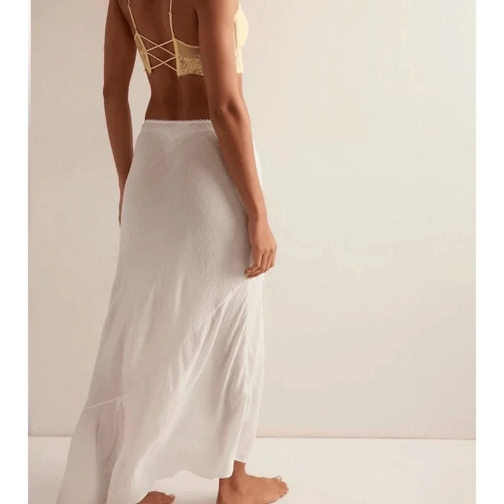 Free People Intimately Sweet on You Textured Half Slip Ruffle Maxi Skirt Boho